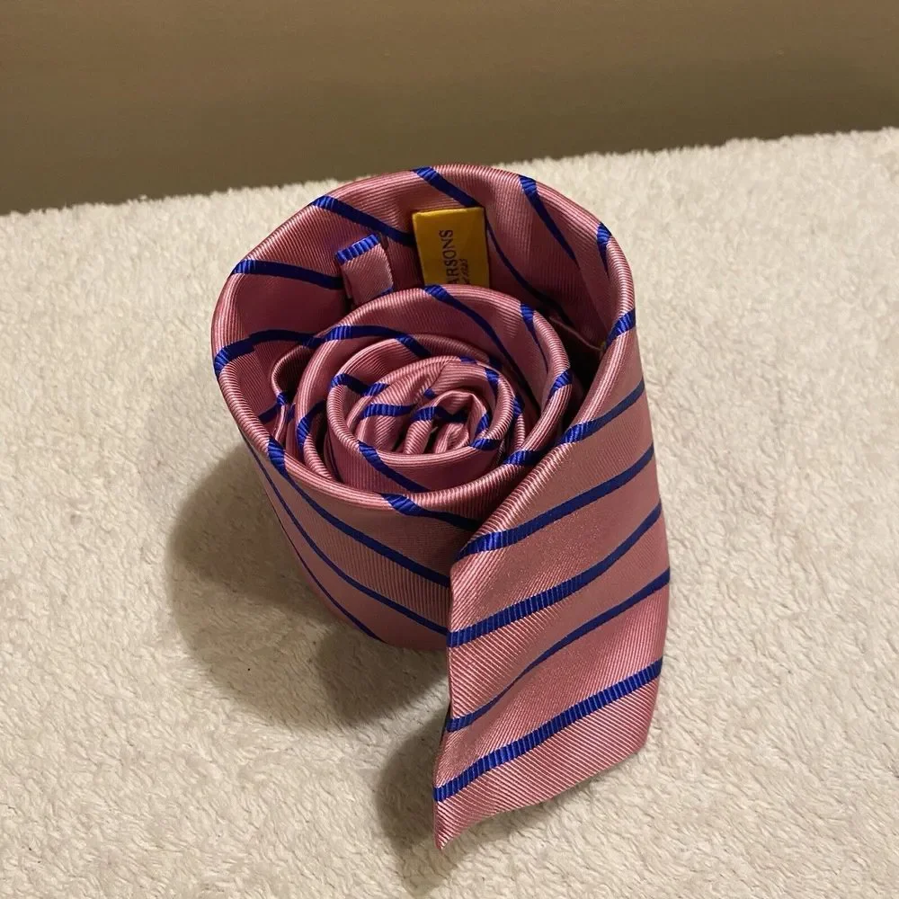 HUGH PARSONS‎ 100% Silk Tie Made in Italy Pink & Royal Blue 59